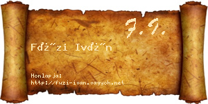 Füzi Iván névjegykártya